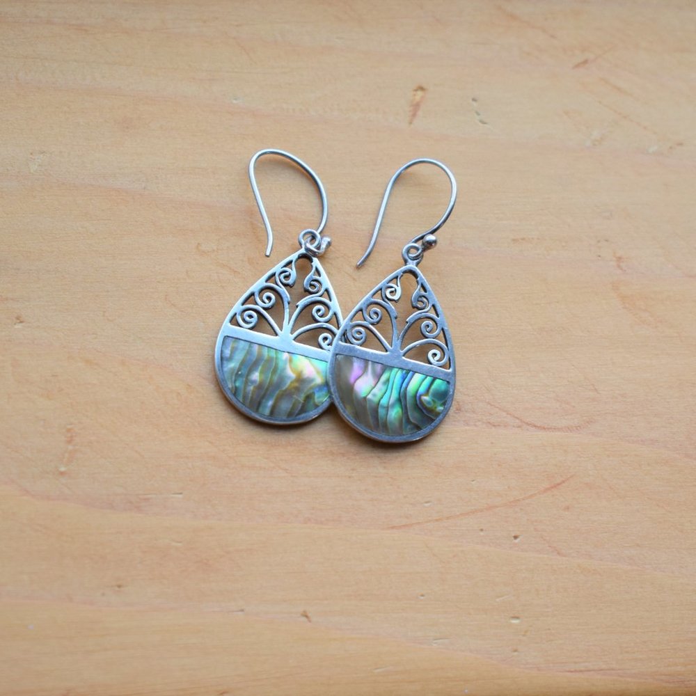 Abalone Sterling Silver Filigree Earrings